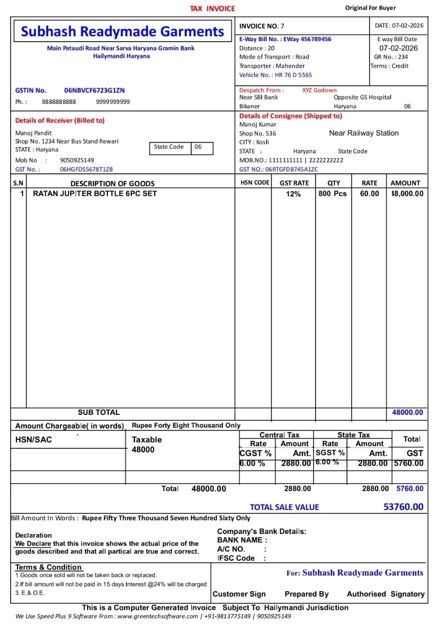 Bill to Ship to invoice format